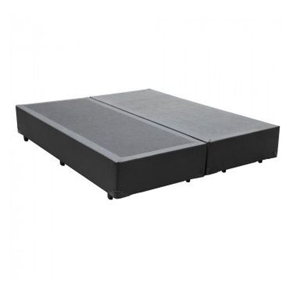 Base Box Queen Bipartido Blindado Sintético Cinza