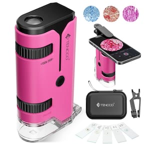 Microscópio de bolso TENCCO 100x-250x com lâminas e adaptador de telefone