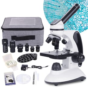 Microscópio monocular BEBANG 40X-2000X com ampliação com kit