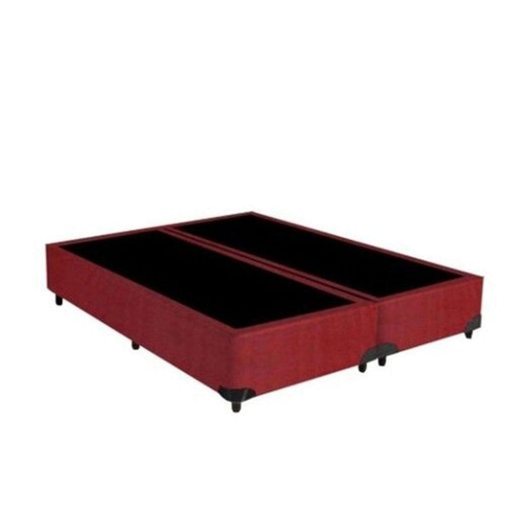 Base Box Queen Bipartido Blindado Suede Vermelho