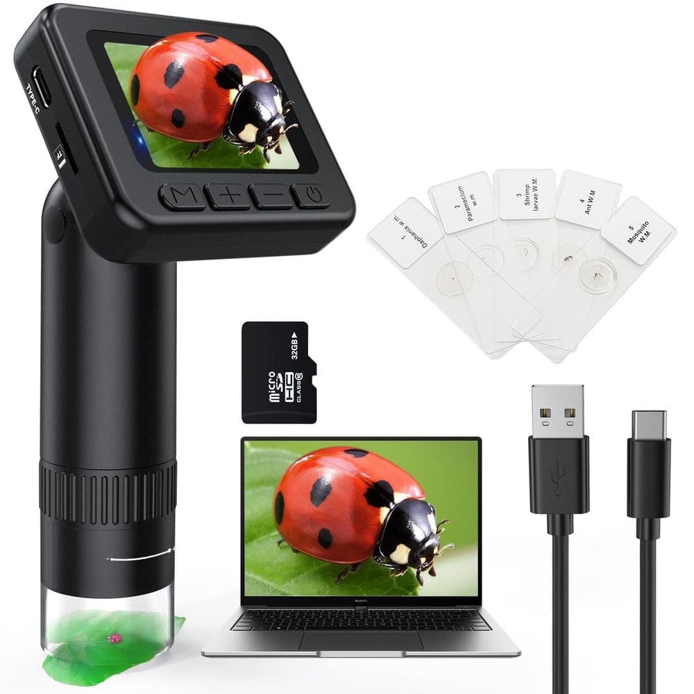 Microscópio IMICHI para crianças com ampliação de 50X-1000X com HD Scr