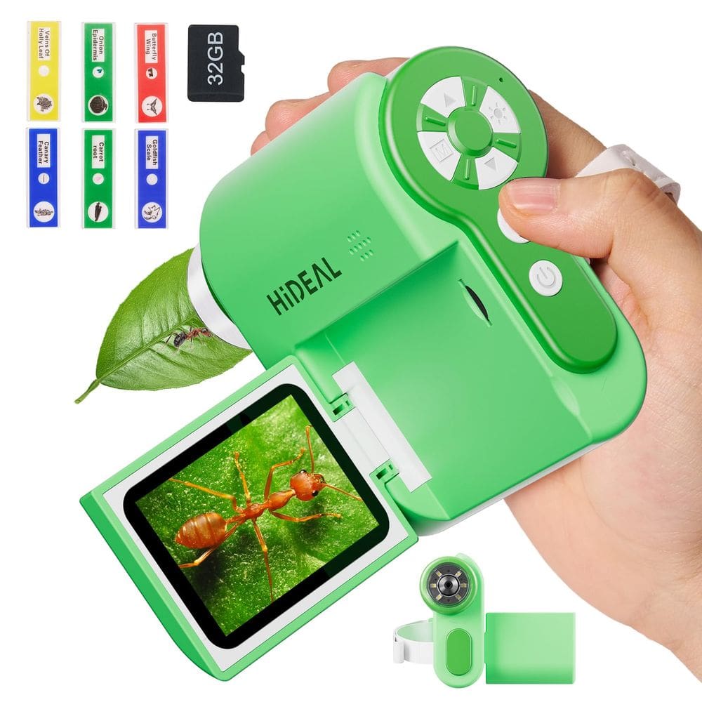 Microscópio Hideal HP20 para crianças 1000X com cartão SD de 32 GB - Gree