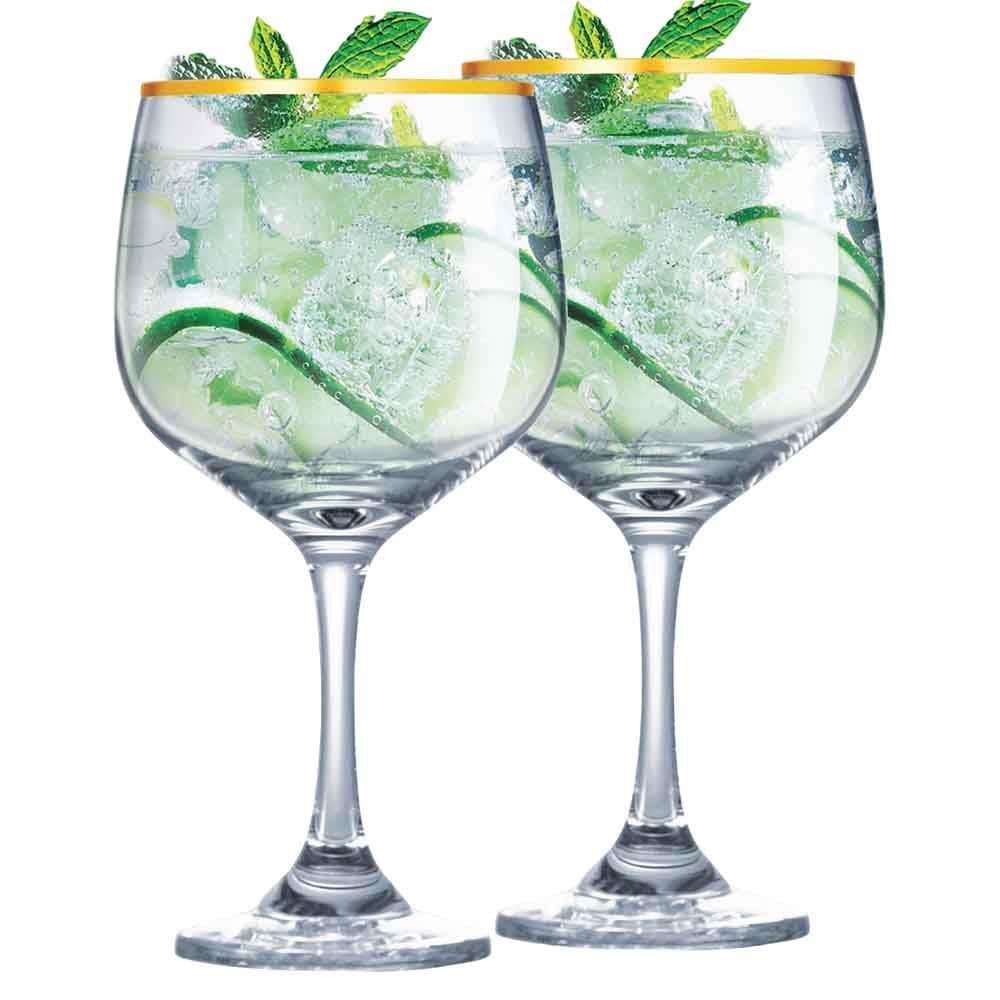 Taças de Vidro Gin com Filete de Ouro 700ml 2pcs Ruvolo