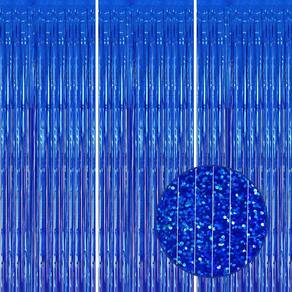 Pano de fundo com franja metálica DECOCKRAT Laser Royal Blue 1x2,5 m, pacote com 3