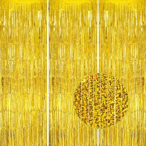 Pano de fundo com franja metálica DECOCKRAT Laser Gold Tinsel 1x2,5 m 3 Pa