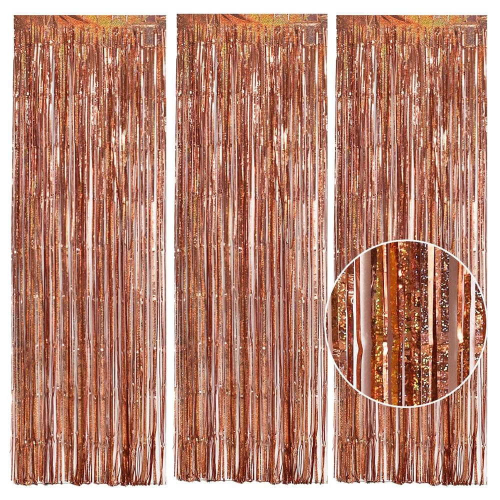Cortinas de alumínio com franjas TONIFUL Laser Rose Gold 3 unidades (3 m x 2 m)