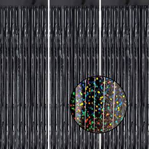 Pano de fundo com franja metálica DECOCKRAT Laser Black Shiny Tinsel x3
