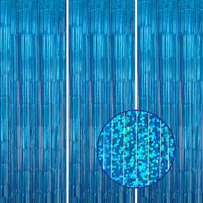 Pano de fundo com franja metálica DECOCKRAT Laser Blue Tinsel 1x2,5 m 3 Pa