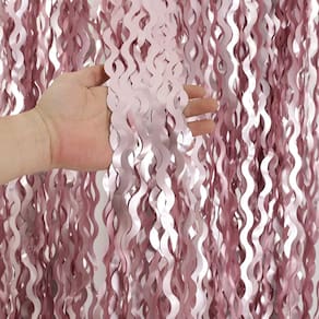 Cortina de alumínio com franjas e pano de fundo de festa, pacote com 4 unidades, rosa, 100x200cm