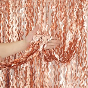 Foil Backdrop Party Streamer Rose Gold, pacote com 4, 1x2m KEEUH