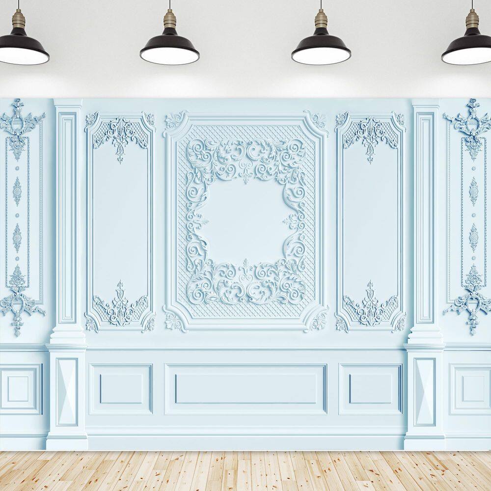 Pano de fundo fotográfico Riyidecor azul, tecido de poliéster de 2,1 x 1,5 m