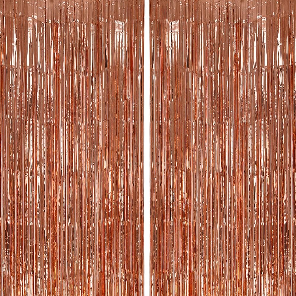 Pano de fundo com franjas metálicas DECOCKRAT Rosegold Shiny Tinsel, pacote com 2