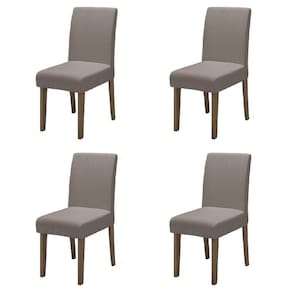 Conjunto Com 4 Cadeiras Estofada Sala De Jantar Trieste Siena Cedro / Mascavo Dobuê Cedro