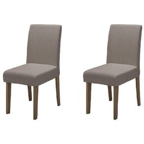 Conjunto Com 2 Cadeiras Estofada Sala De Jantar Trieste Siena Cedro / Mascavo Dobuê Cedro