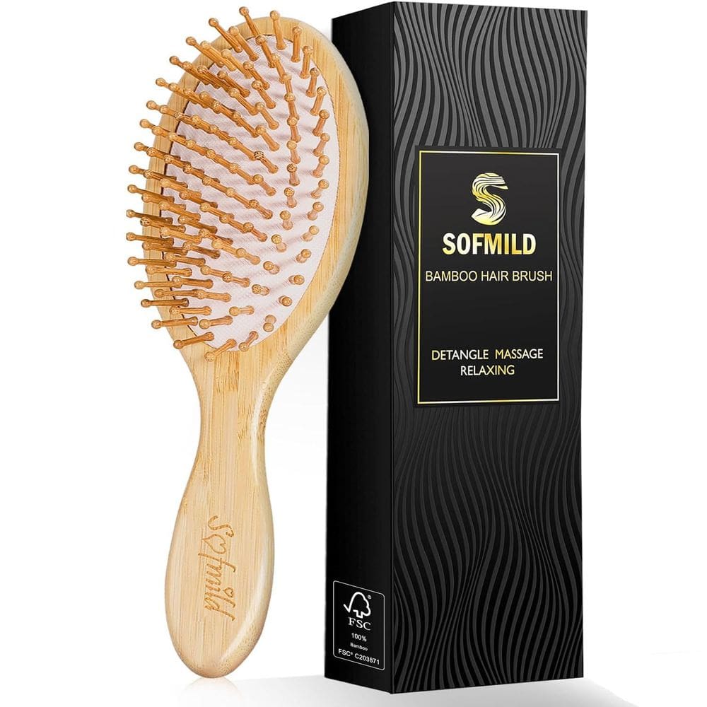 Escova de cabelo Sofmild Bamboo para crescimento de cabelo com alça ergonômica