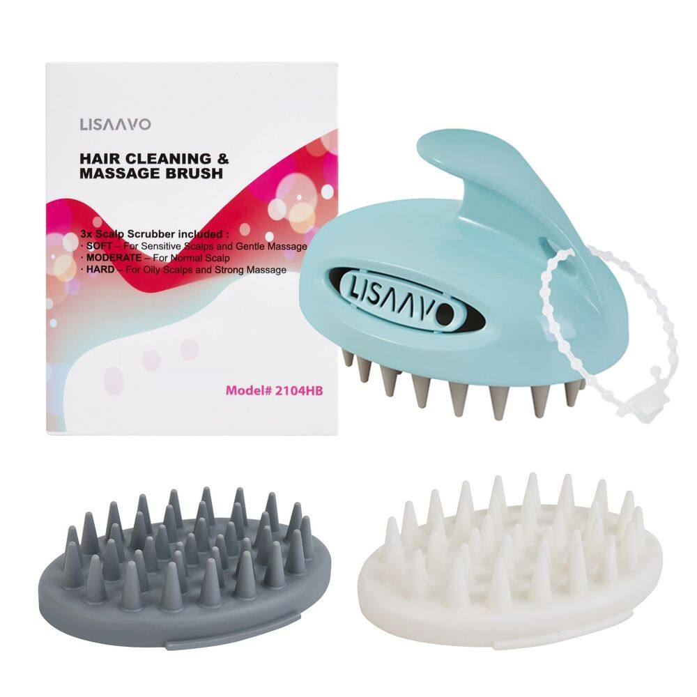 Massageador de couro cabeludo LISAAVO Hair Growth, pacote com 3 unidades, azul de dureza
