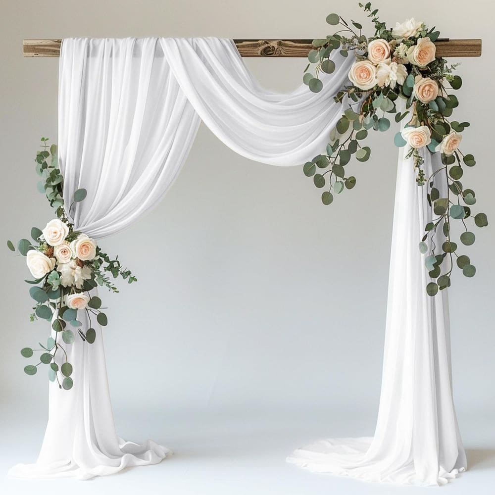 Tecido drapeado Wedding Arch Wokceer White 8,7 m x 6 m transparente