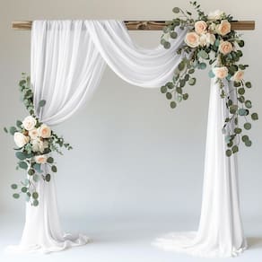 Tecido drapeado Wedding Arch Wokceer White 8,7 m x 6 m transparente