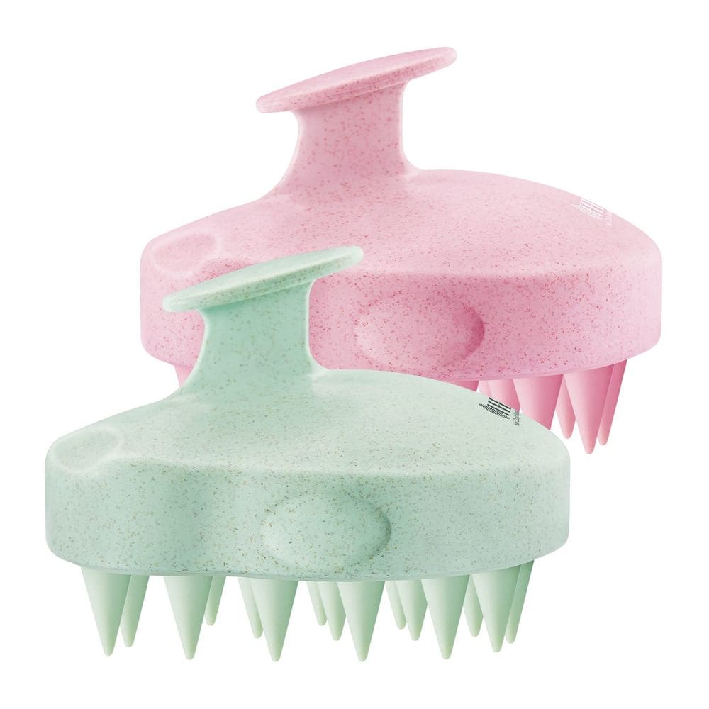 Pacote de 2 massageadores de couro cabeludo HEETA para crescimento de cabelo, rosa e verde