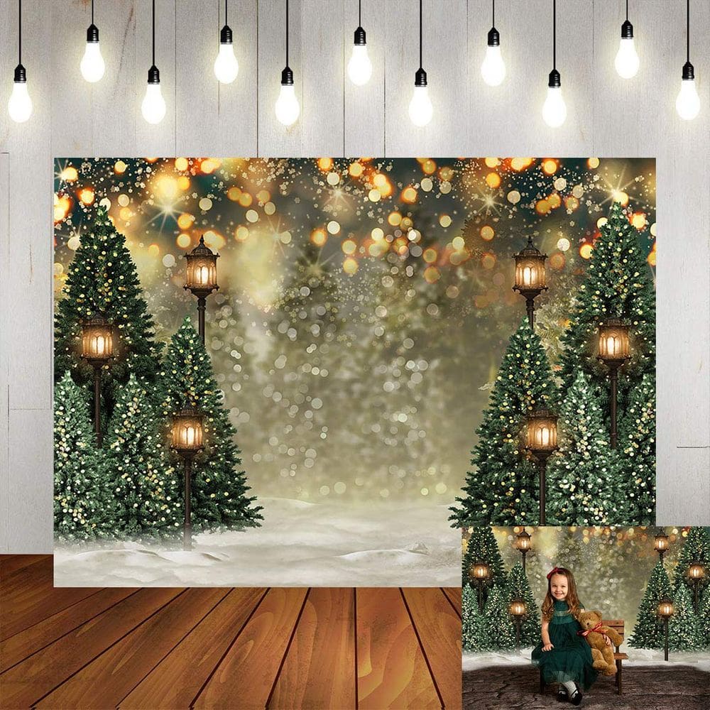 Pano de fundo fotográfico Mocsicka Winter Forest Christmas 240x18