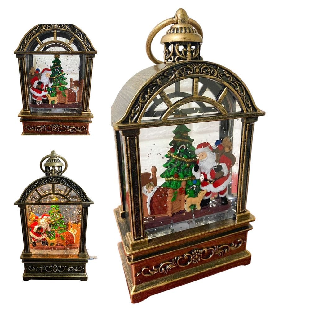 Luminaria Natalina Natal Musical Papai Noel Globo de Neve Lamparina Presente Arvore Decoraçao Sala Quarto Mesa Escritorio Estante Enfeite