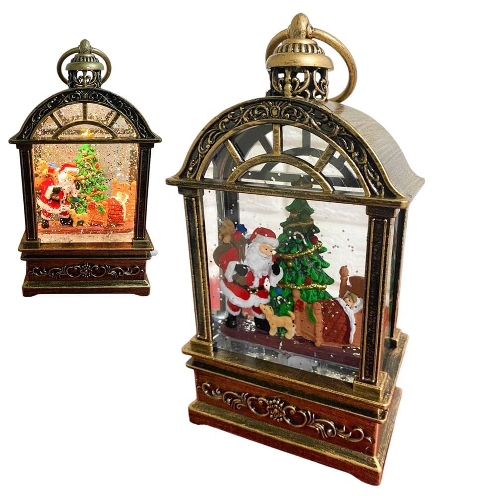 Luminaria Natal Natalino Musical Lamparina Globo de Neve Papai Noel Arvore Presente Decoraçao Casa Loja Mesa Estante Festa Fim de Ano Confraternizaçao