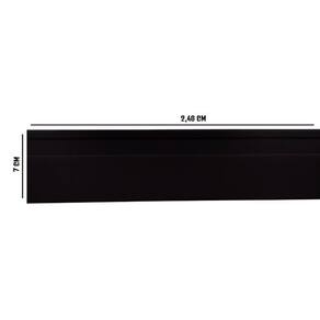 Kit com 3 Barras Rodapé de PVC 7cm x 15mm x 2,40m Master Bariri 7,2m Preto