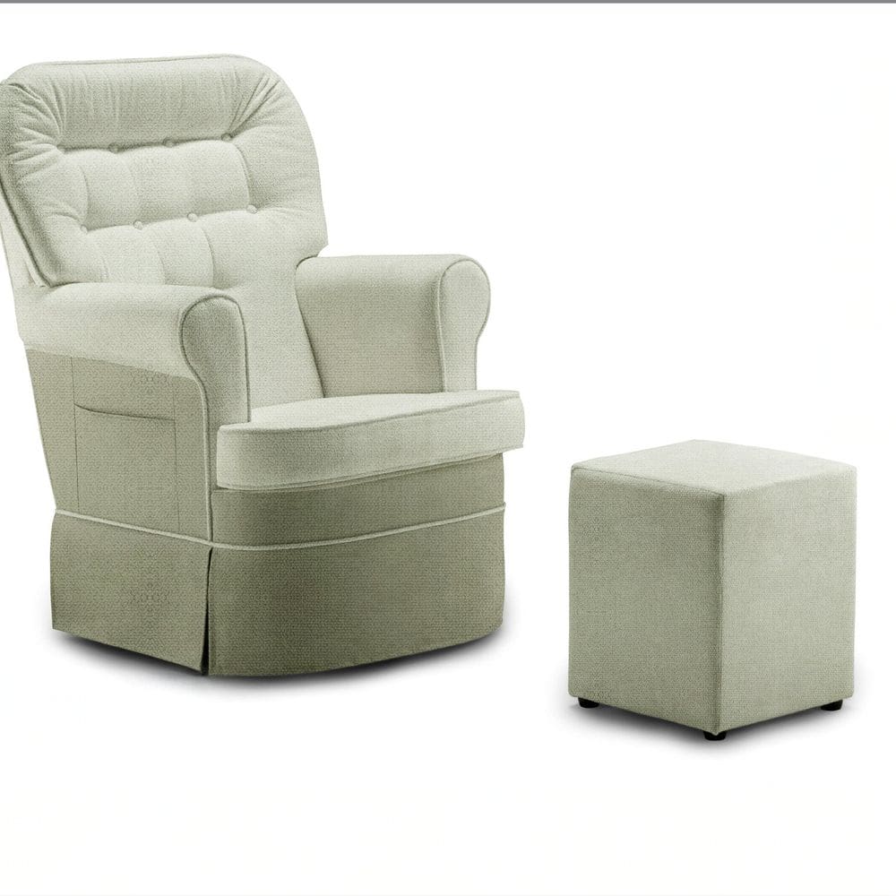Poltrona para Quarto de Bebê Ipanema com Puff Tec. 410 Verde