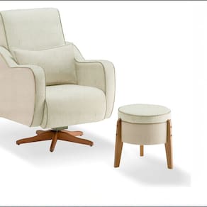 Poltrona Paula com Puff Tec. 504/636 Bege