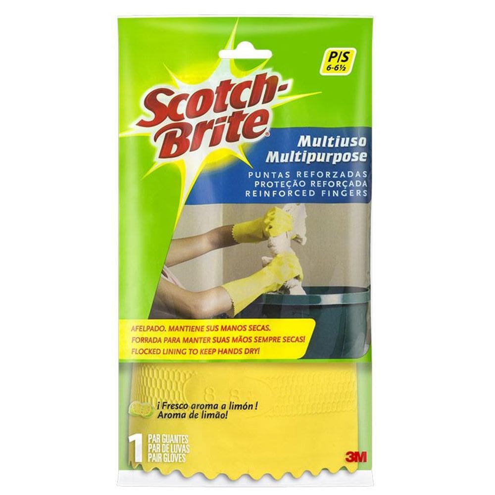 Luva multiuso Scotch-Brite pequena limão amarela 3M