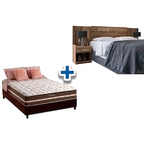Cama Box Casal CRC + Colchão Molas Classic + Cabeceira Plus Atacama-Jatobá
