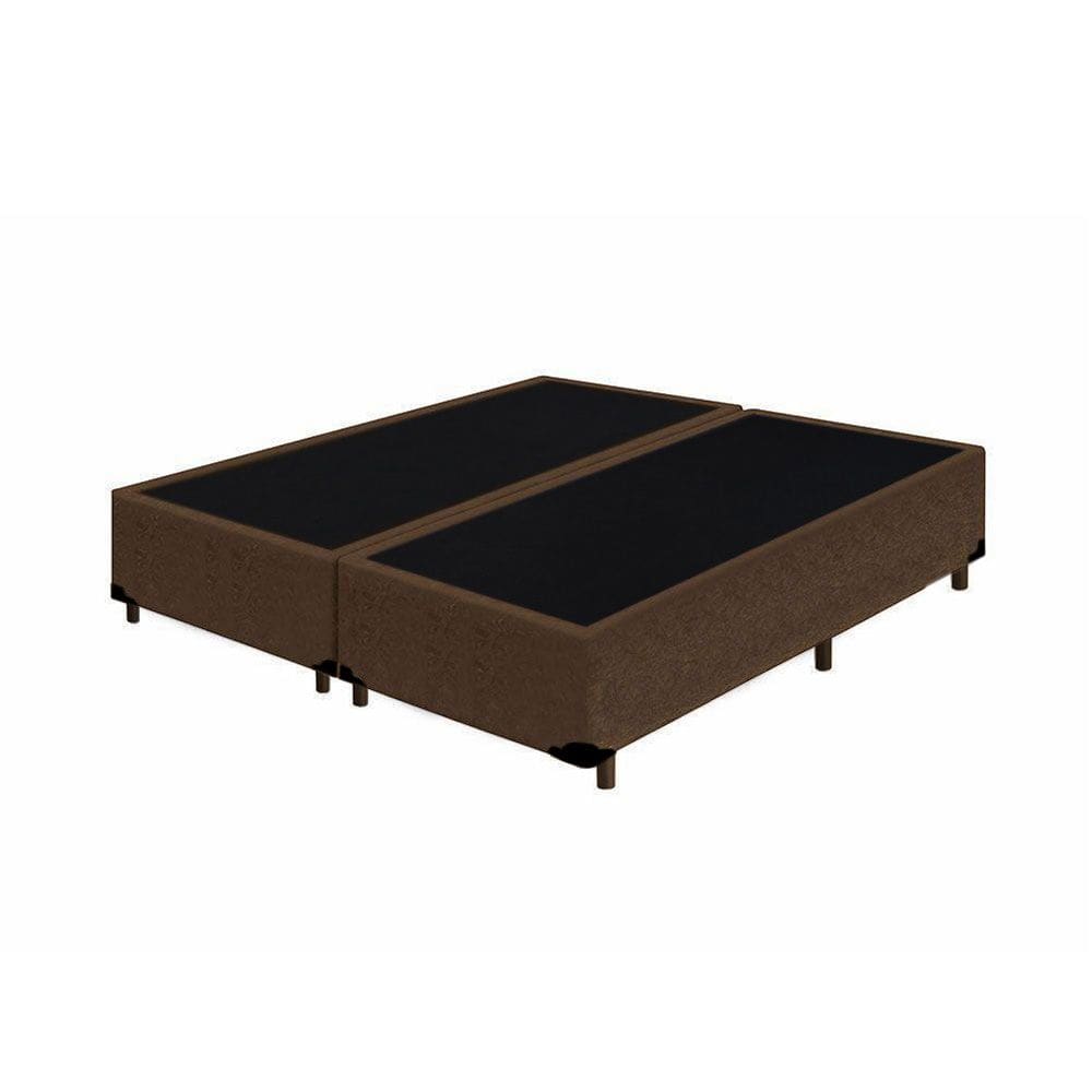 Cama Box Blindado Queen Bipartido Principe das Camas Suede Marrom 158x198x40