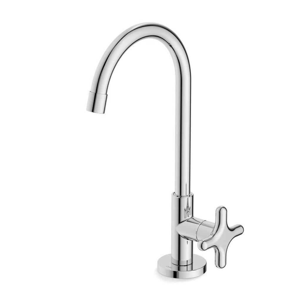 Kit com 2 Torneira para Lavatório de Mesa Bica Alta Cross Cromado Cromado