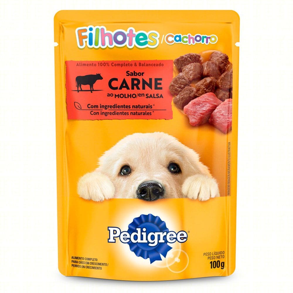 Ração Úmida para Cachorro Pedigree Filhotes Sabor Carne ao Molho em Sachê 100g