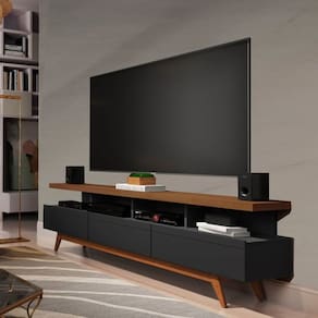 Rack Vivare 1.8 Wood Black/Freijó – Giga Móveis