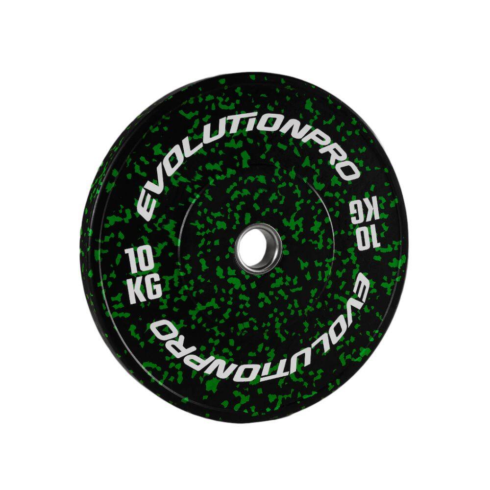 Anilha Olímpica Bumper Preto/Verde 10Kg