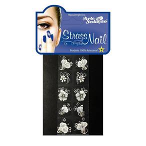 Kit 250 Adesivos Unhas Strass Nail, Artesanal, Branquinho