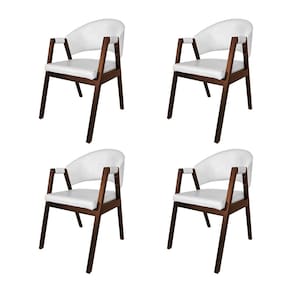 Kit 4 Cadeiras De Jantar Madeira Maciça Mogno Premium Helen Facto Branco