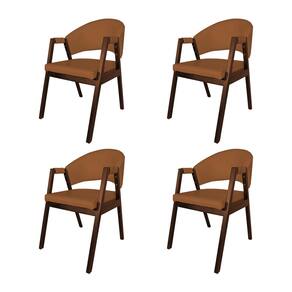 Kit 6 Cadeiras De Jantar Madeira Maciça Mogno Premium Helen Facto Caramelo