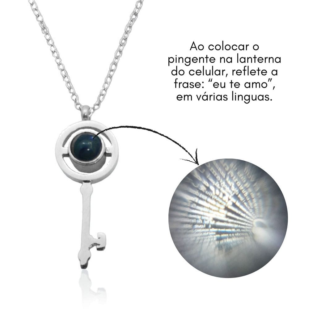 Colar Eu Te Amo em várias linguas de aço