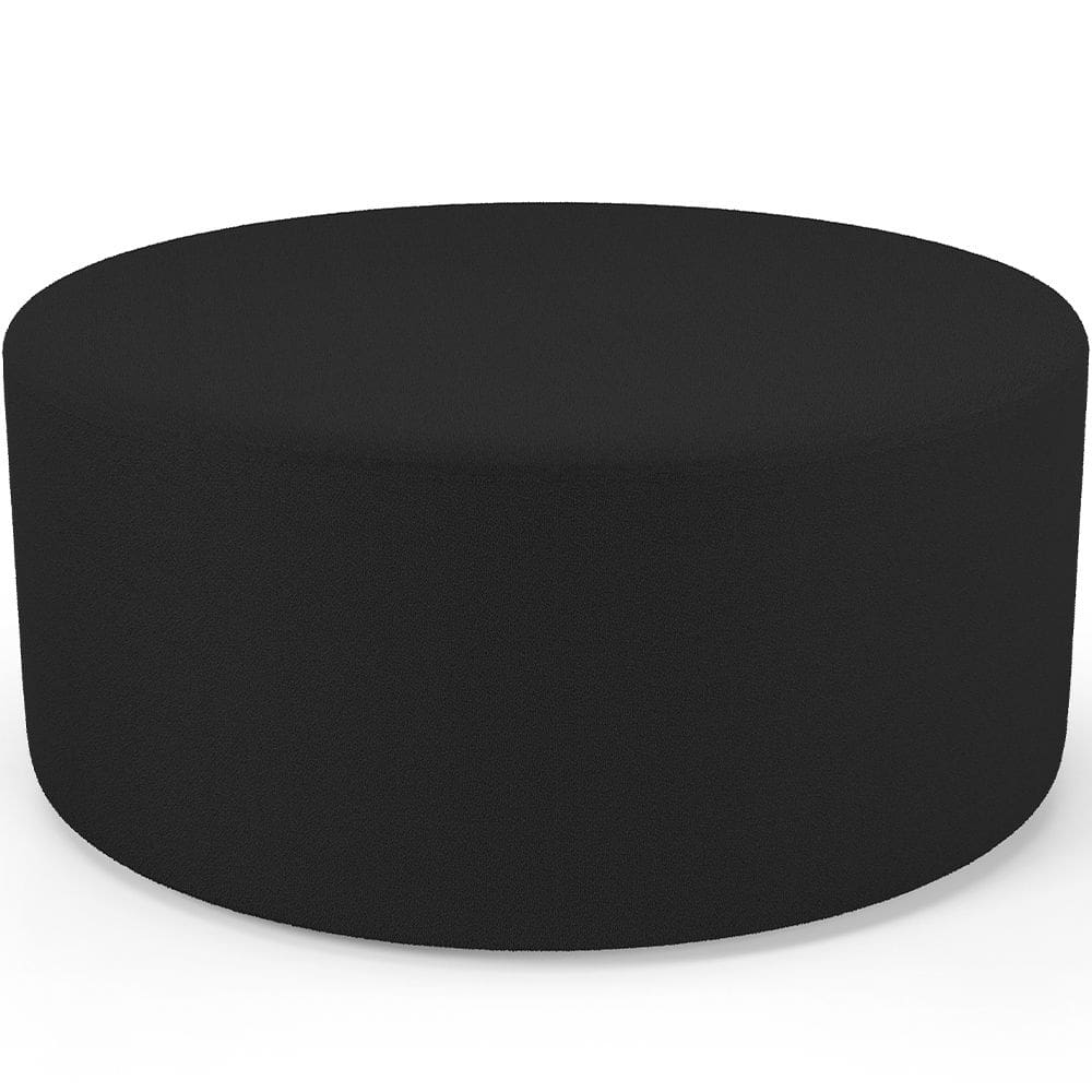 Puff Redondo Orgânico para Living 90cm Lola W01 Bouclê Preto - Lyam Decor