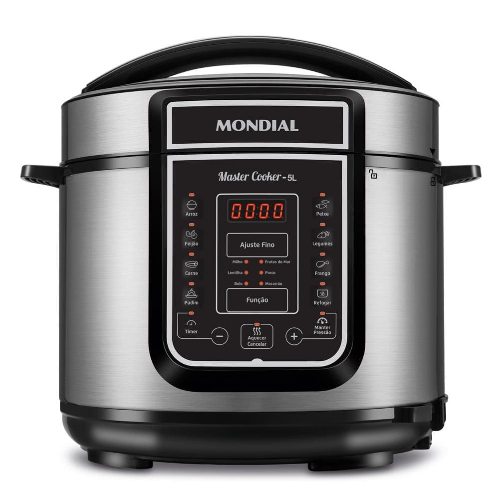 Panela de Pressão Elétrica 5 Litros Mondial PE38 Preta com Prata 220V