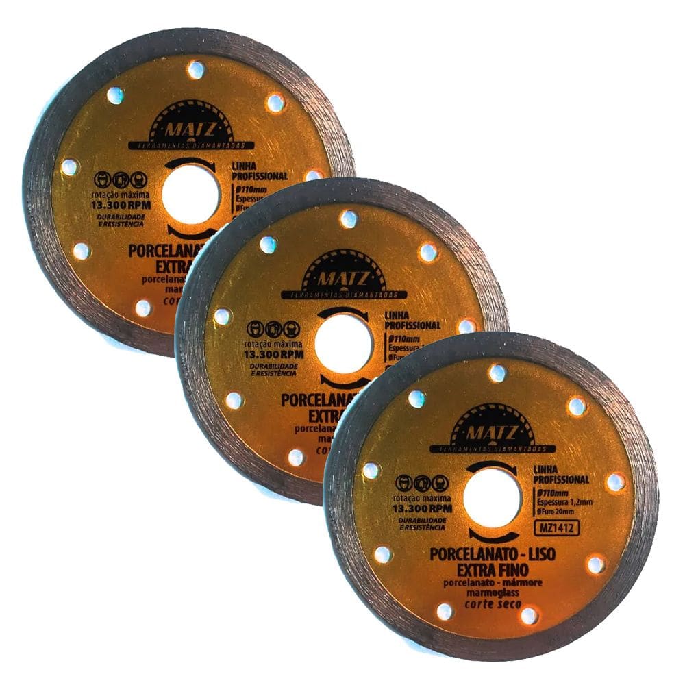 Kit 3 Disco Diamantado Porcelanato Extra Fino 110x20mm Matz