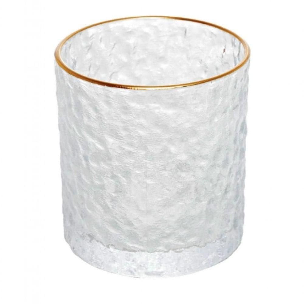 Kit 2 Copo Whisky Cristal Borda Dourada 340 Ml - Lyor