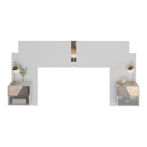 Cabeceira Casal/queen Com Espelhos E 2 Mesas De Cabeceira 232cm Multimóveis Mp4324 Branco Branco