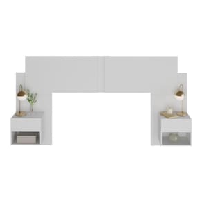 Cabeceira Casal/queen Com 2 Mesas De Cabeceira 232cm Multimóveis Mp4317 Branco Branco