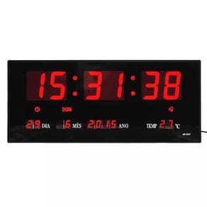 Relógio Parede Digital Led Grande Data Mês E Ano Temper 36Cm