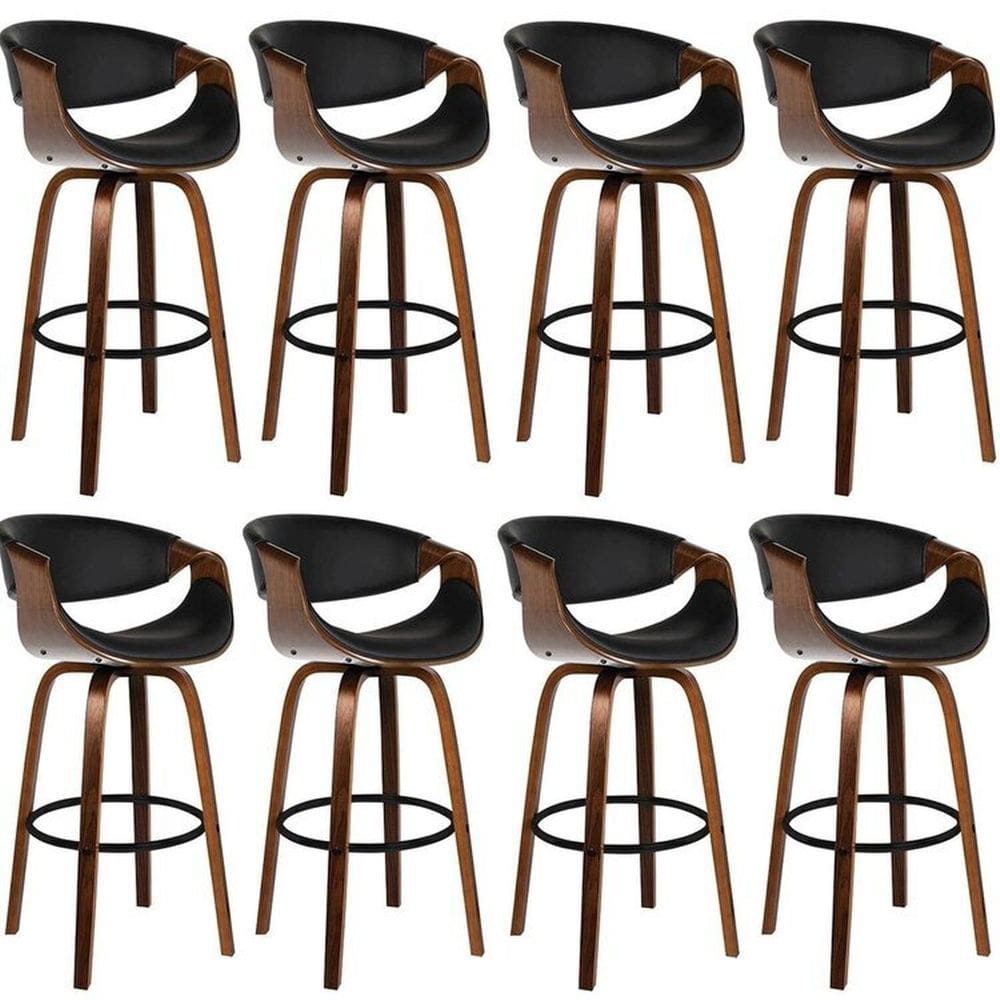 Kit com 8 Banquetas Base de Madeira Nicole Preto