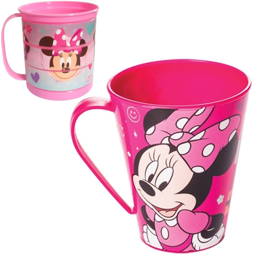 Kit 2 Minnie Rosa Copo Canecas Lanche Infantil Plasutil