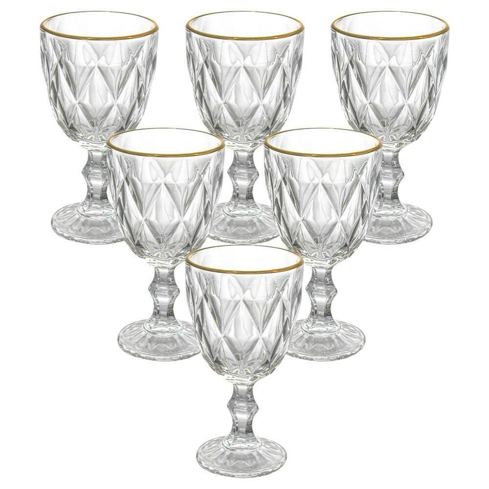 Taças de Vidro Diamond Fio de Ouro 330ml 6 peças - Haus Concept Brinox